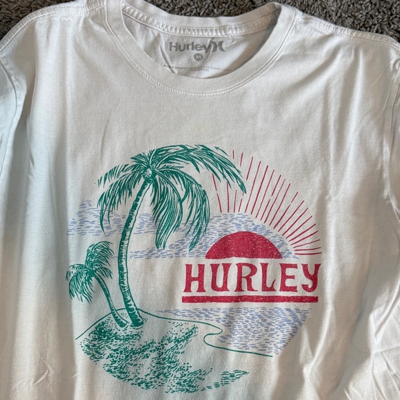 Hurley White Tee with Tropical Graphic - Picture 2 of 2